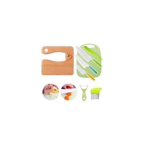 Kindermesserset, 8-teilig, Für Die Küchen Von Kleinkindern, Inklusive Holzmesser, Schneidebrett Und Fischschäler, Ideal Zum Schneiden Und Kochen