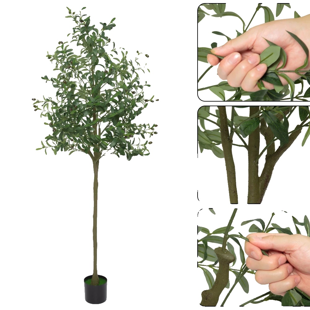 Künstlicher Olivenbaum, Lebensechte Erscheinung, Pflegeleicht, Grün-a, 180cm