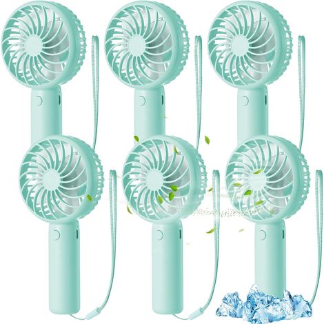 Leistungsstarker Mini-ventilator, 6-teilig – 3 Geschwindigkeitsstufen – Mit Ständer – Usb-aufladbar – Für Wimpern – Make-up – Büro – Strand – Reisen (grün)
