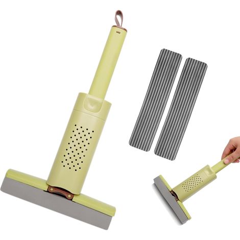 Mini-wischmopp Mit 3 Wischköpfen, Schwamm, Freihändiger Reinigung, Handwaschbar, Auswringfunktion Für Arbeitsplatten, Küche Und Bad