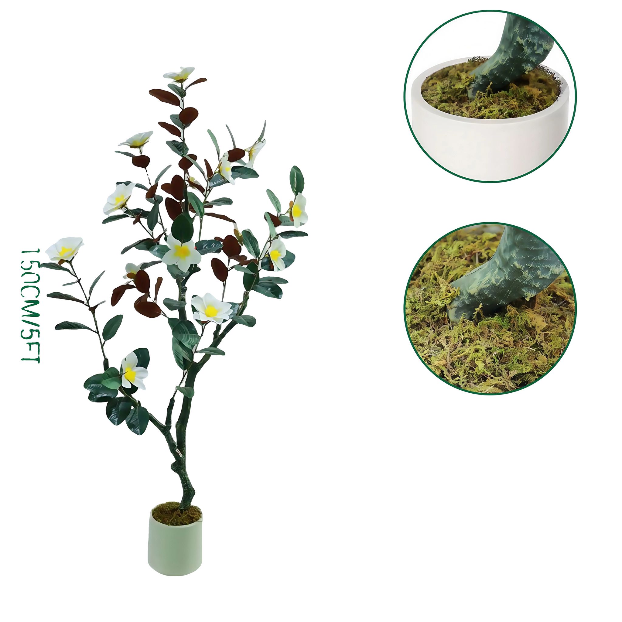 Künstlicher Magnolienbaum, Realistisches Design, Perfekt Für Dekoration, 150cm