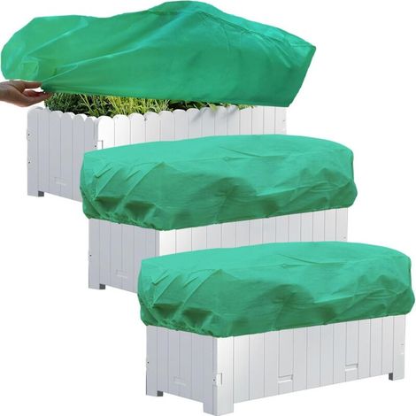 Quadratische Mulchabdeckung – Ideal Zum Schutz Ihrer Gartenpflanzen Im Winter – Mit Kordelzug, 3-teilig, Grün, 80 × 60 × 40 Cm