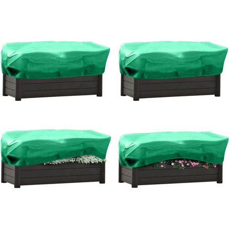 Quadratische Mulchabdeckung – Ideal Zum Schutz Ihrer Gartenpflanzen Im Winter – Mit Kordelzug, 4 Stück, Grün, 80 × 60 × 40 Cm