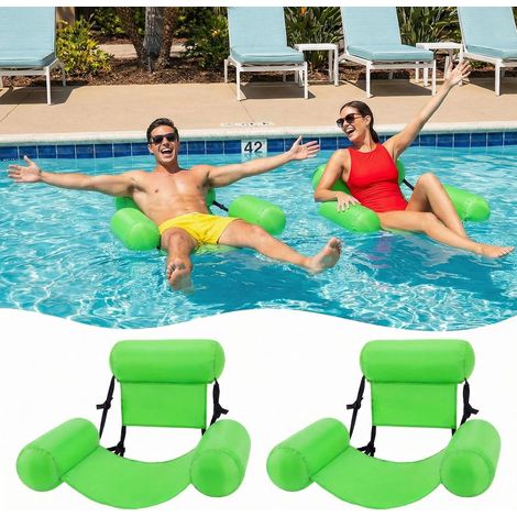 Set Aus 2 Grünen, Schwimmenden Hängematten Für Erwachsene, Robust Und Langlebig, Perfekt Für Sommerpartys, Strand, Seen Und Andere Wasseraktivitäten.