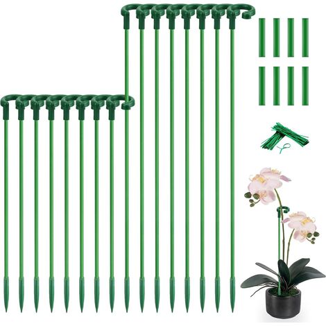 Set Mit 16 Unsichtbaren Pflanzenstützen – Grüne Stützen In 28 Und 46 Cm Länge Mit Clips – Geeignet Für Topfpflanzen, Orchideen, Rosen Und Pfingstrosen Im Garten