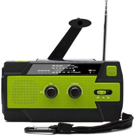 Solar-notfallradio 2.0, Kurbel-notfallradio, Tragbare Am/fm-radios, Handy-taschenlampenladegerät (grün)