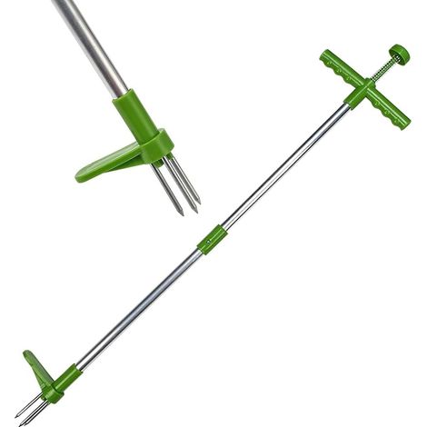 Stehender Unkrautstecher Mit Langem Griff – 91 Cm (36 Zoll) Langes, Dreizinkiges Gartengerät – Abnehmbare Klinge – Arbeiten Ohne Bücken Oder Knien