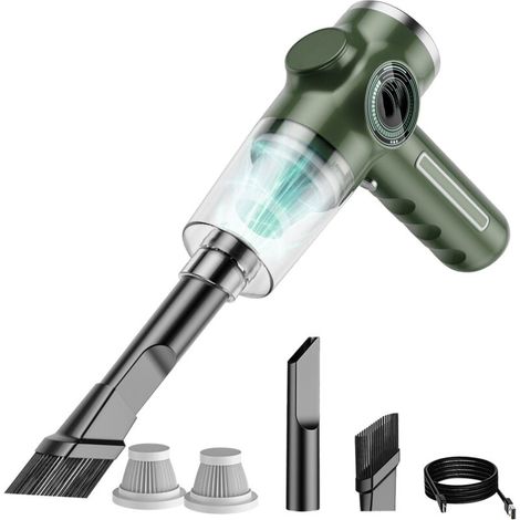 Tragbarer Staubsauger Für Zuhause Und Auto, Mit Fugendüse Und Bürste, Akkuanzeige, Display, Dightal Mini Akku-staubsauger Mit Wiederverwendbarem Filter Für Sofas