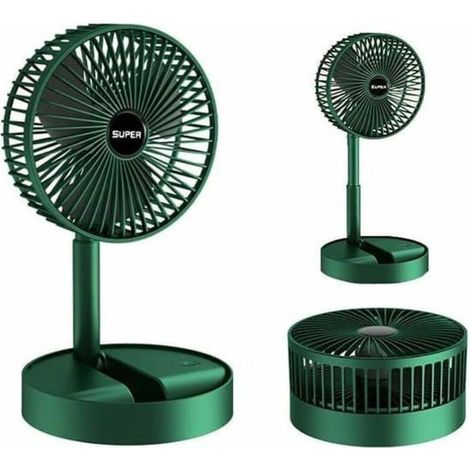 Tragbarer, Faltbarer Standventilator, Usb-aufladbar, 3 Geschwindigkeitsstufen, Batteriebetrieben, Für Den Außenbereich Und Das Büro, 17 Cm, Grün