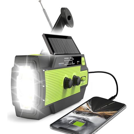 Tragbares Am/fm-notfall-wetterradio Für Raucher, Solarbetrieben (4000 Mah), Mit 3-stufiger Taschenlampe (1 Watt), Leselampe, Handy-ladegerät Sowie Beleuchtung Für Zuhause Und Büro.