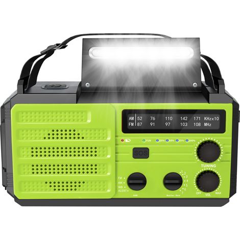 Tragbares, Solarbetriebenes Notfallradio Mit 6000 Mah Akku, Handkurbel, Leselampe, 3-stufiger Led-taschenlampe, Sos-alarm, Am/fm/noaa-empfang Und Kopfhöreranschluss