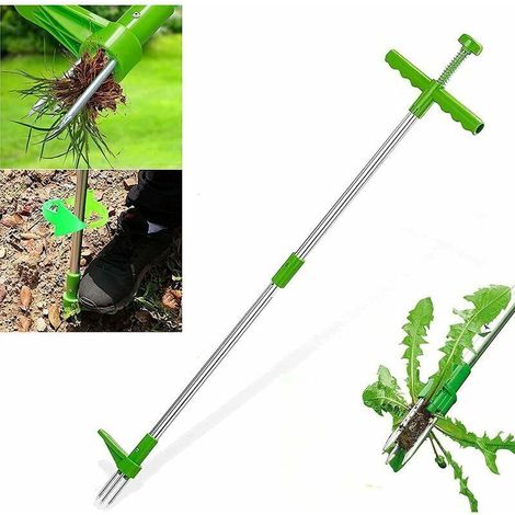 Unkrautstecher – Rotierendes, Teleskopisches Werkzeug Zur Vertikalen Wurzelentfernung – Manueller Gartenunkrautstecher – Mit 100 Cm Langem Griff Und Robustem Fußpedal.