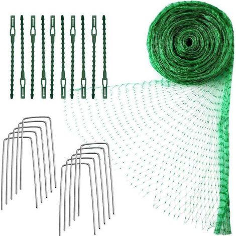 Vogelschutznetz, 4 X 10 M, Grünes Gartenvogelschutznetz Zum Schutz Von Pflanzen, Schützt Pflanzen, Obst, Blumen Und Gemüse, 10 Erdspieße + 10 Befestigungsbänder. Debuns