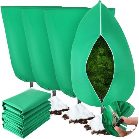 Winterliche Pflanzenschutzhüllen – Mit Reißverschluss Und Kordelzug – Schützen Sie Ihre Pflanzen Im Winter – 4er-pack, Grün, 60 X 80 Cm