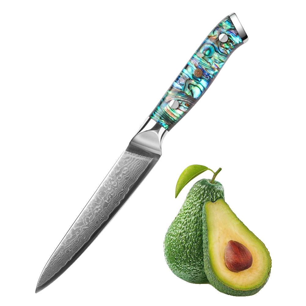 Utility Knife, Damaststahl, Ergonomischer Abalone-griff, Grün 1
