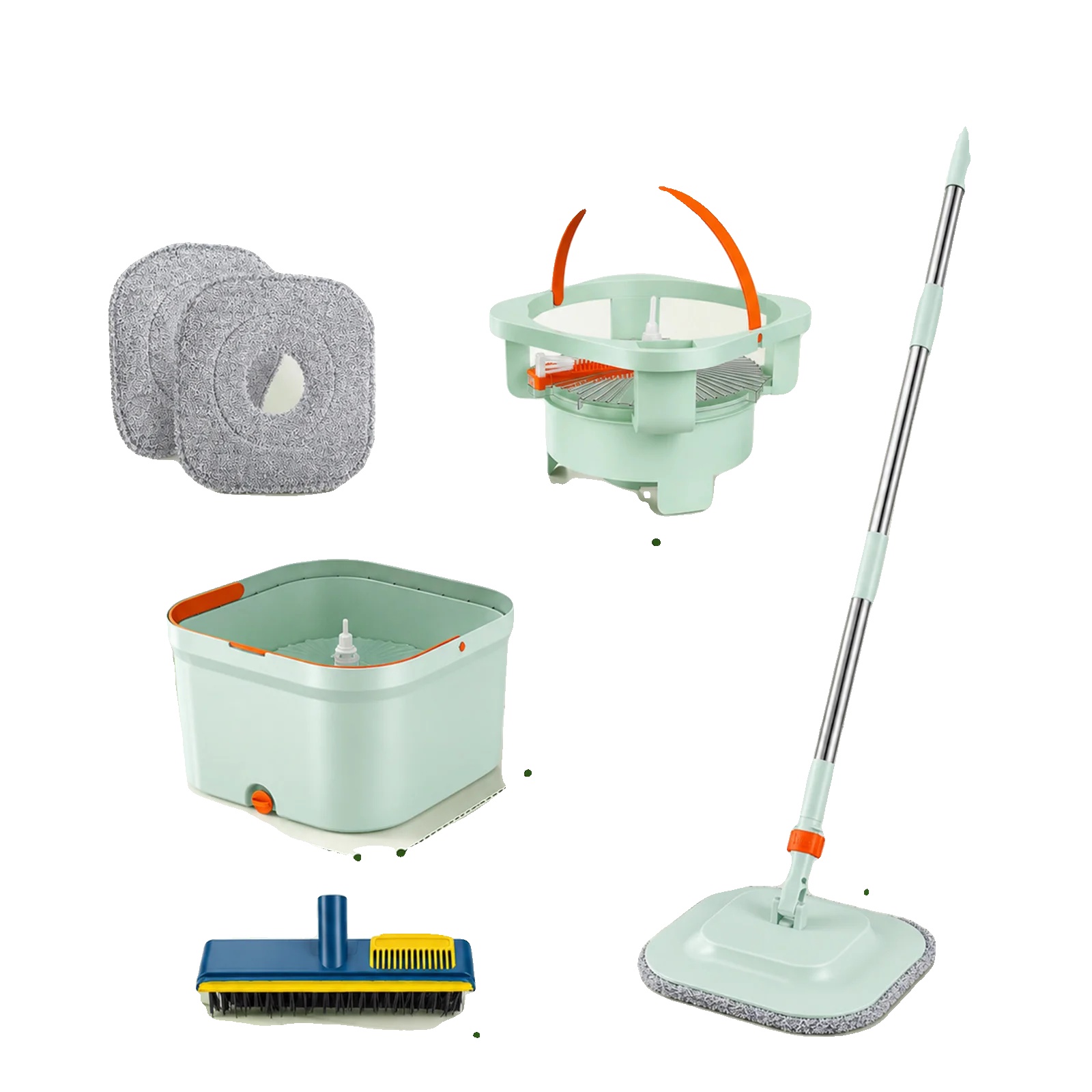 Mopp-set, 360° Drehendes Design, Dual-kammer-system, Grün