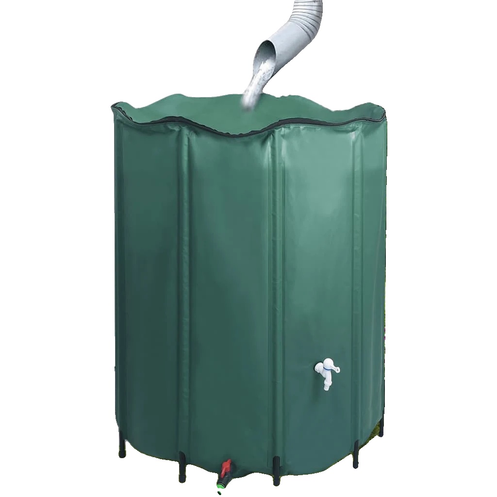 Regenwassertank, 1000 L Kapazität, Faltbares Design, Armeegrün