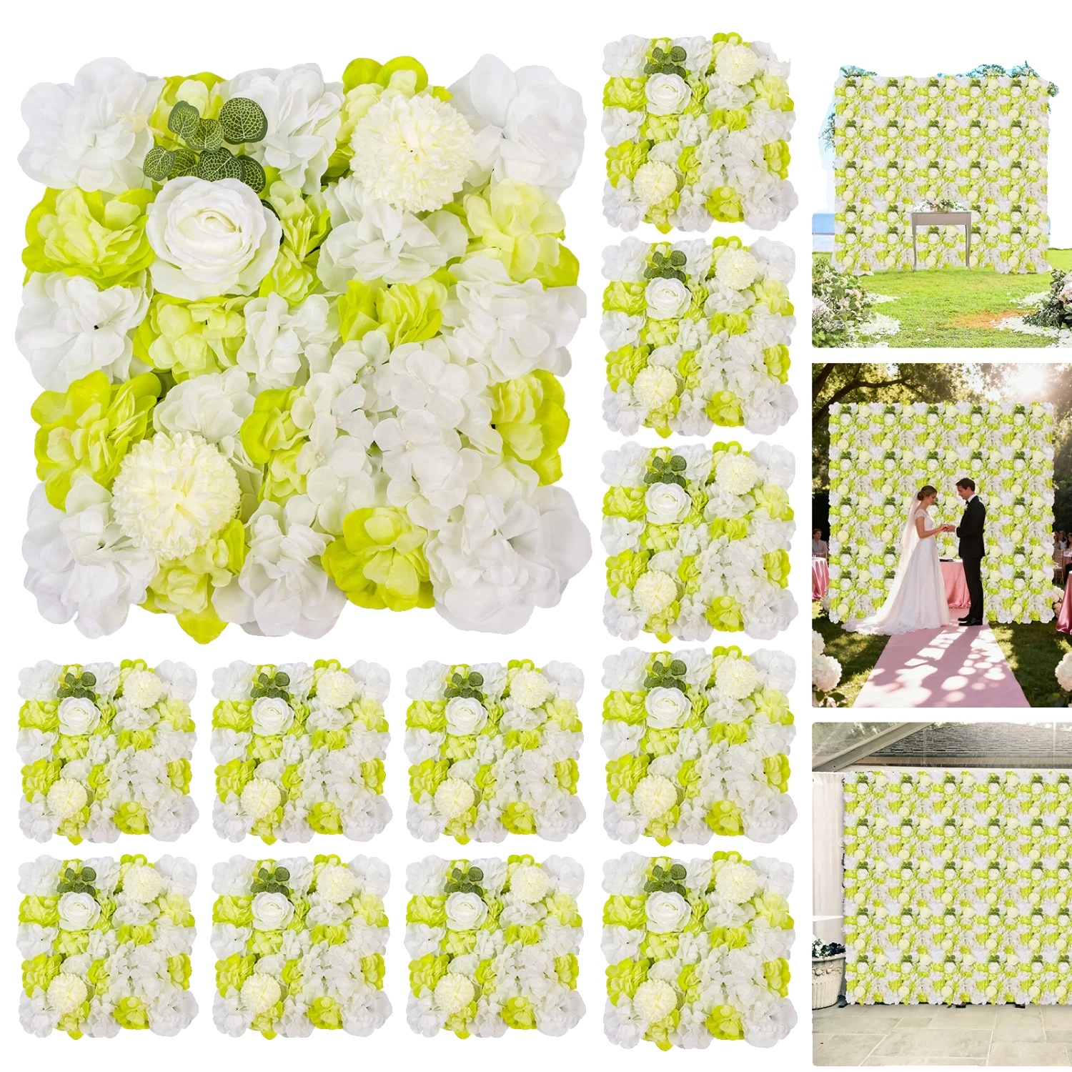 Floral Wandpaneel, Künstliches Blumendesign, Vielseitige Dekoration, Grün