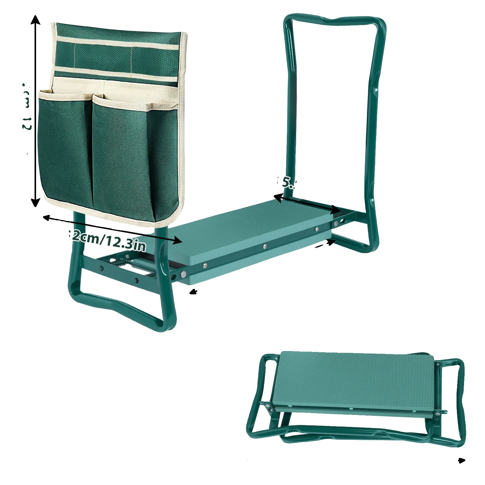 Gartenkniehilfe, Robuste Unterstützung, Bequeme Polsterung, Grün
