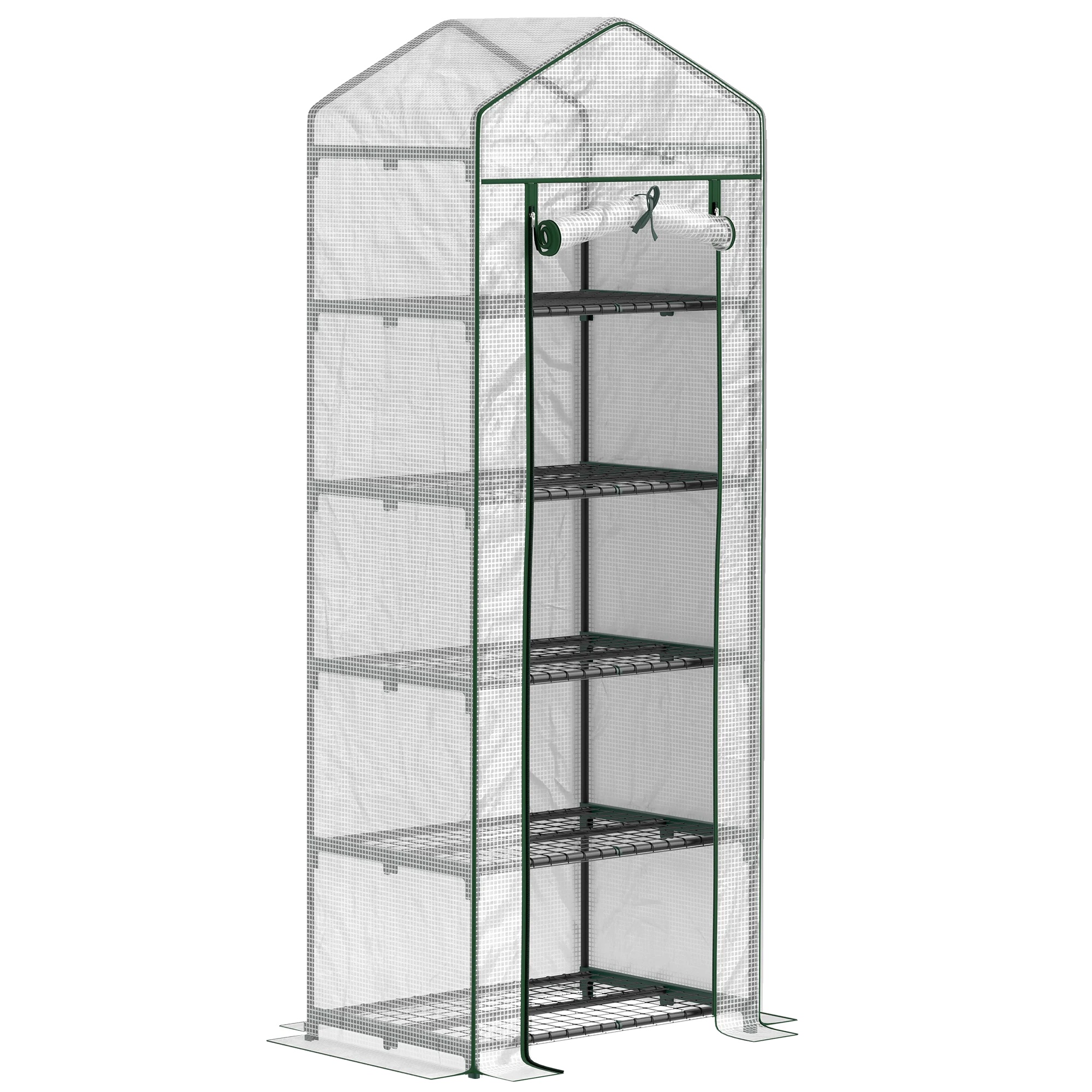 Gewächshaus, Winterfeste Stahlfolie, 69l X 49b X 193h Cm, 5 Regale, Türgröße 51b X 168h Cm, Höhe Jedes Regals 32 Cm