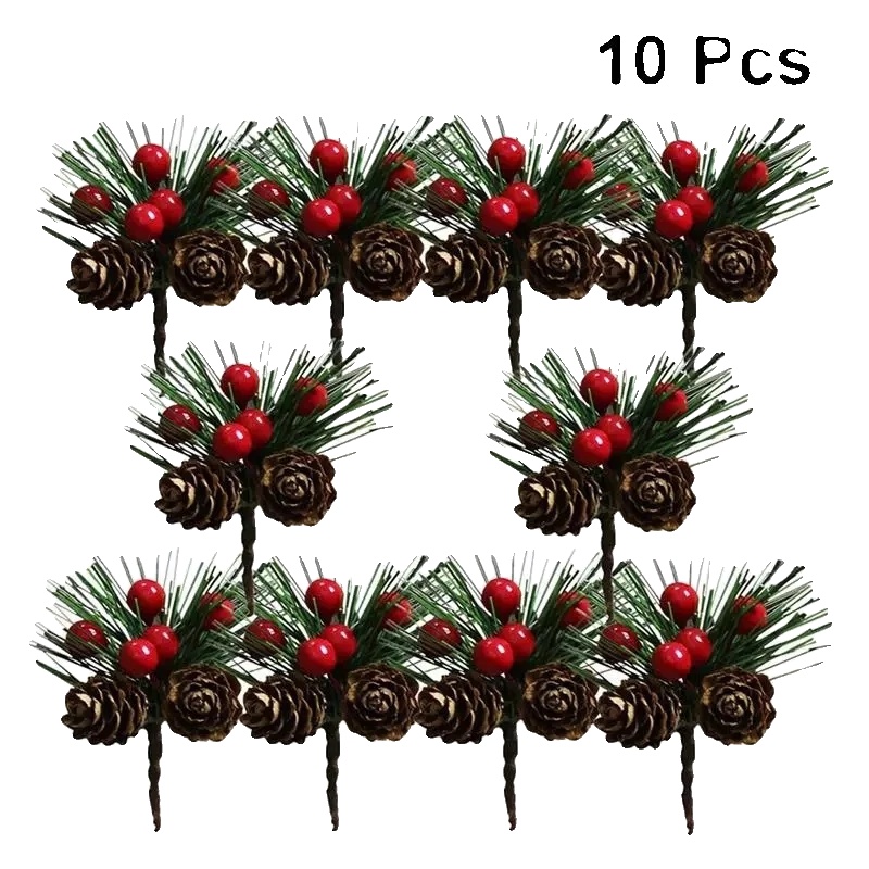 Künstliche Blumen, Realistische Beeren, Tannenzapfen-design, 10 Pcs