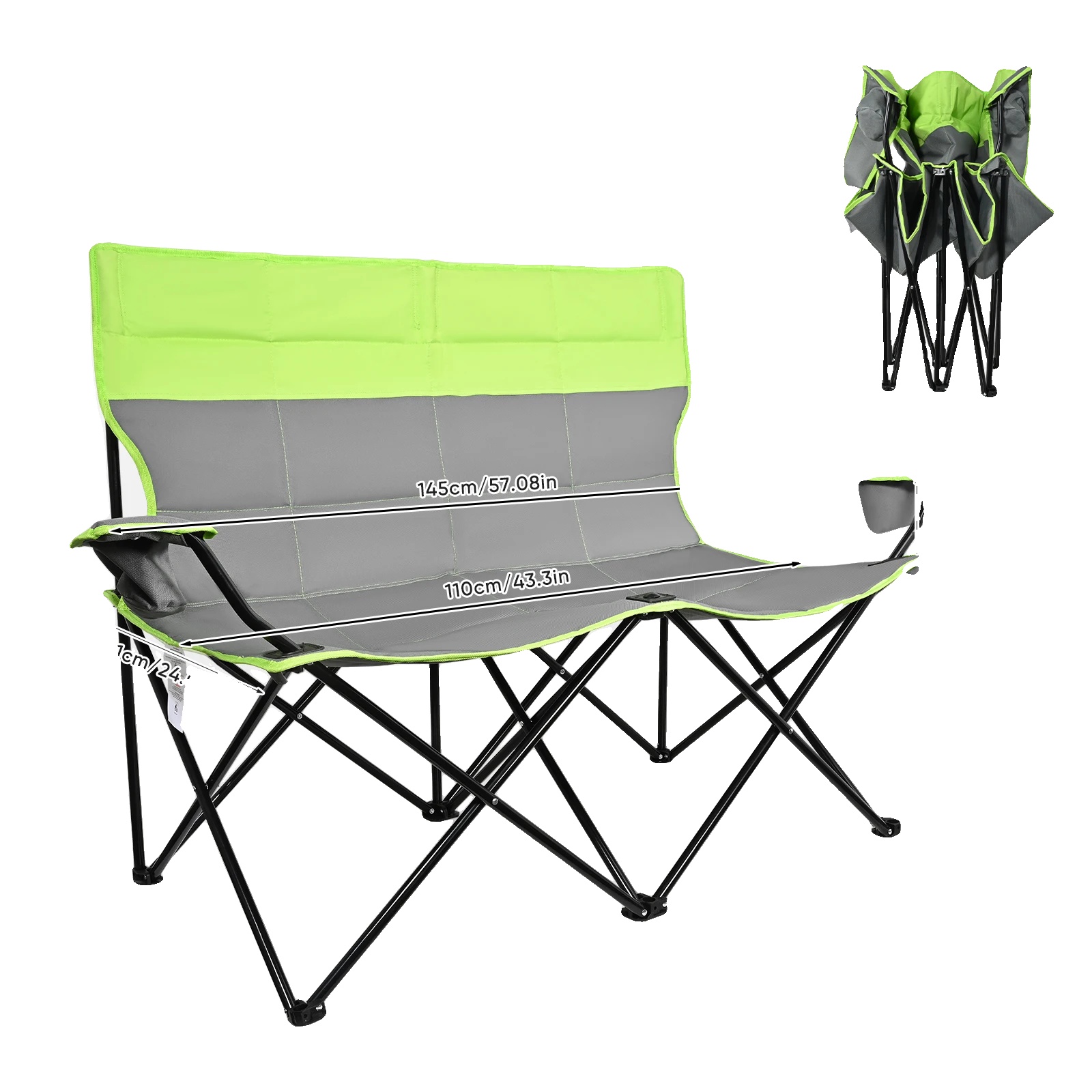 Campingstuhl, Hohe Rückenlehne, Tragbares Klappdesign, Grün