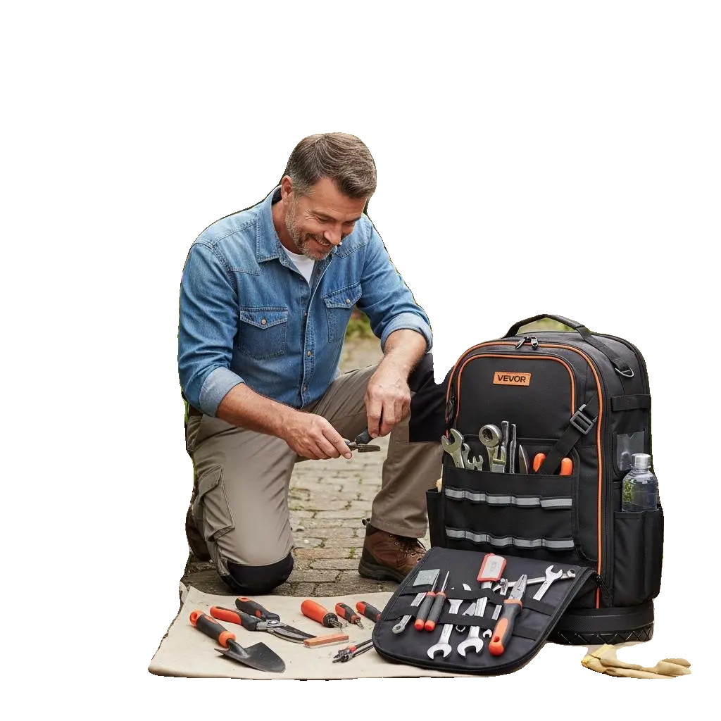 Werkzeugrucksack, 65 Taschen, 31,75 Kg Tragfähigkeit, Armeegrün
