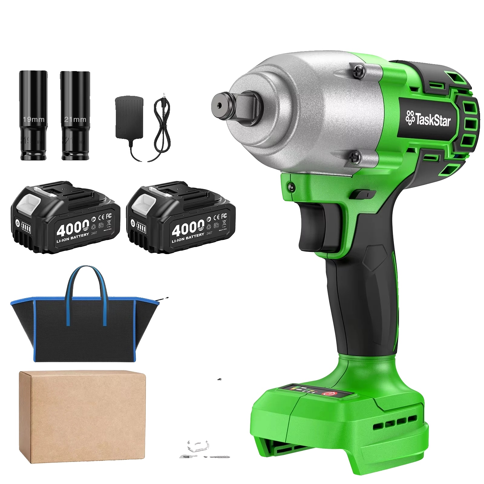 Schlagschrauber, Kabellos, 2000 N.m Drehmoment, Mit 2x4.0ah Batterie