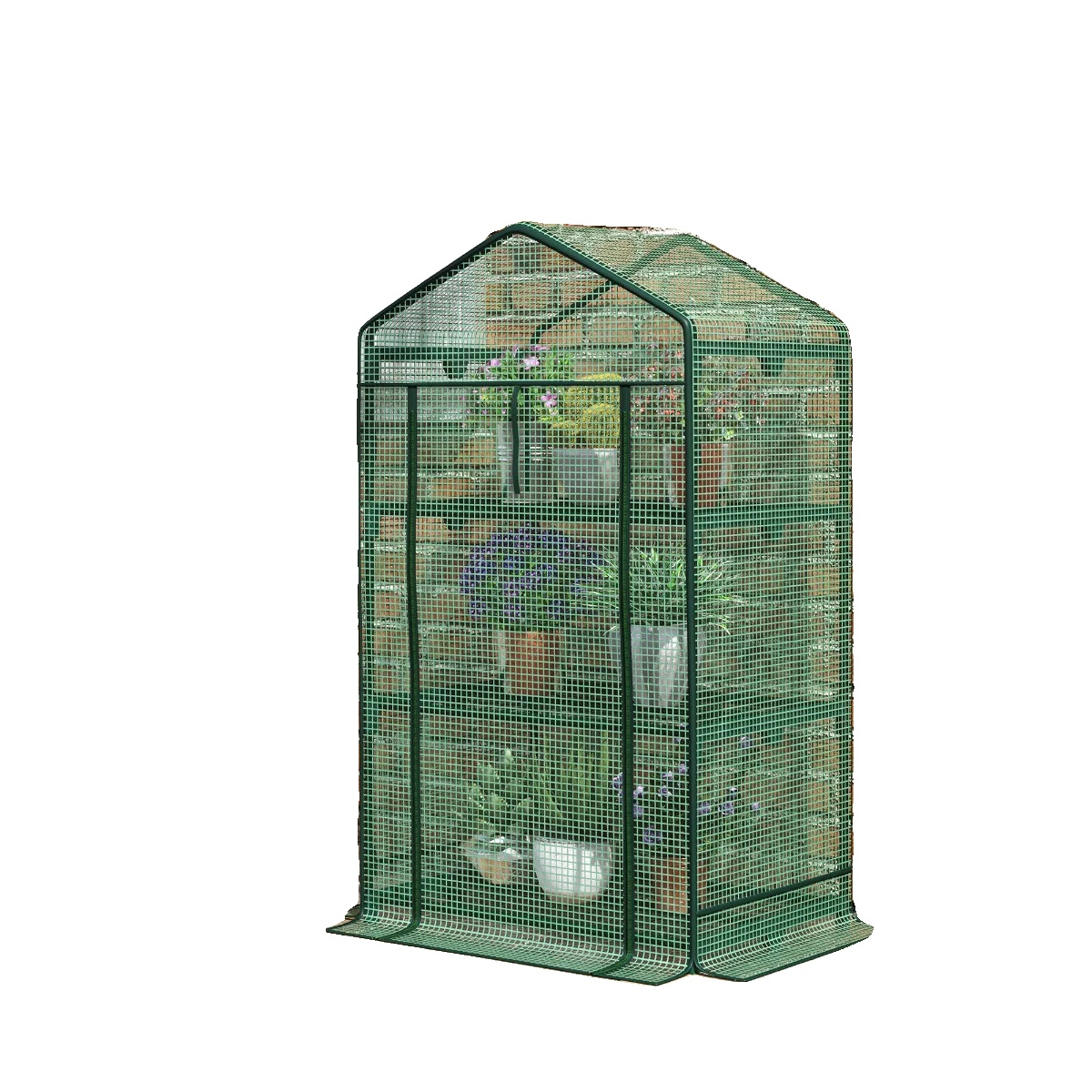 Mini-gewächshaus, 69l X 49b X 125h Cm, Uv-geschützter Folie, Metallrahmen, 3 Ebenen, Rolltür