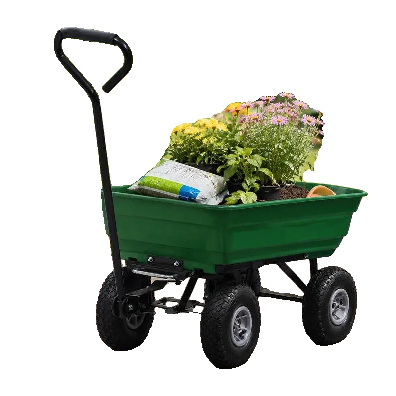 Gartenwagen, 300 Kg Tragfähigkeit, Einfache Kipptfunktion, Armeegrün