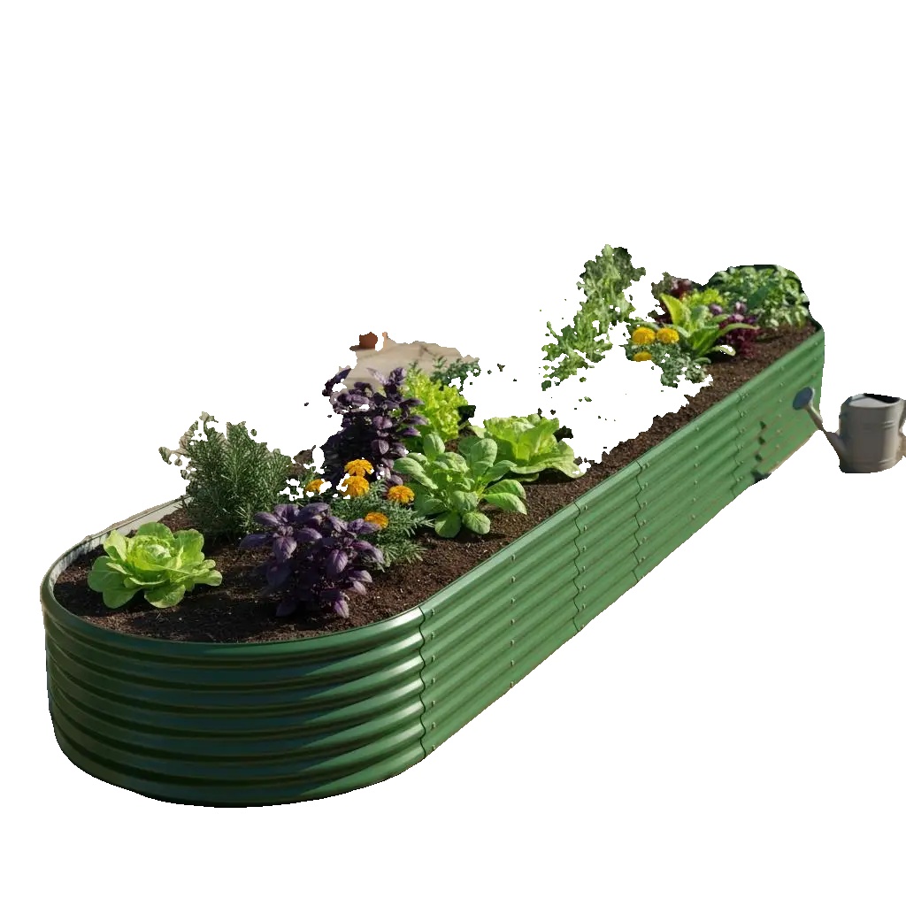 Hochbeet, Verzinkter Stahl, Erhöhtes Design, Armeegrün