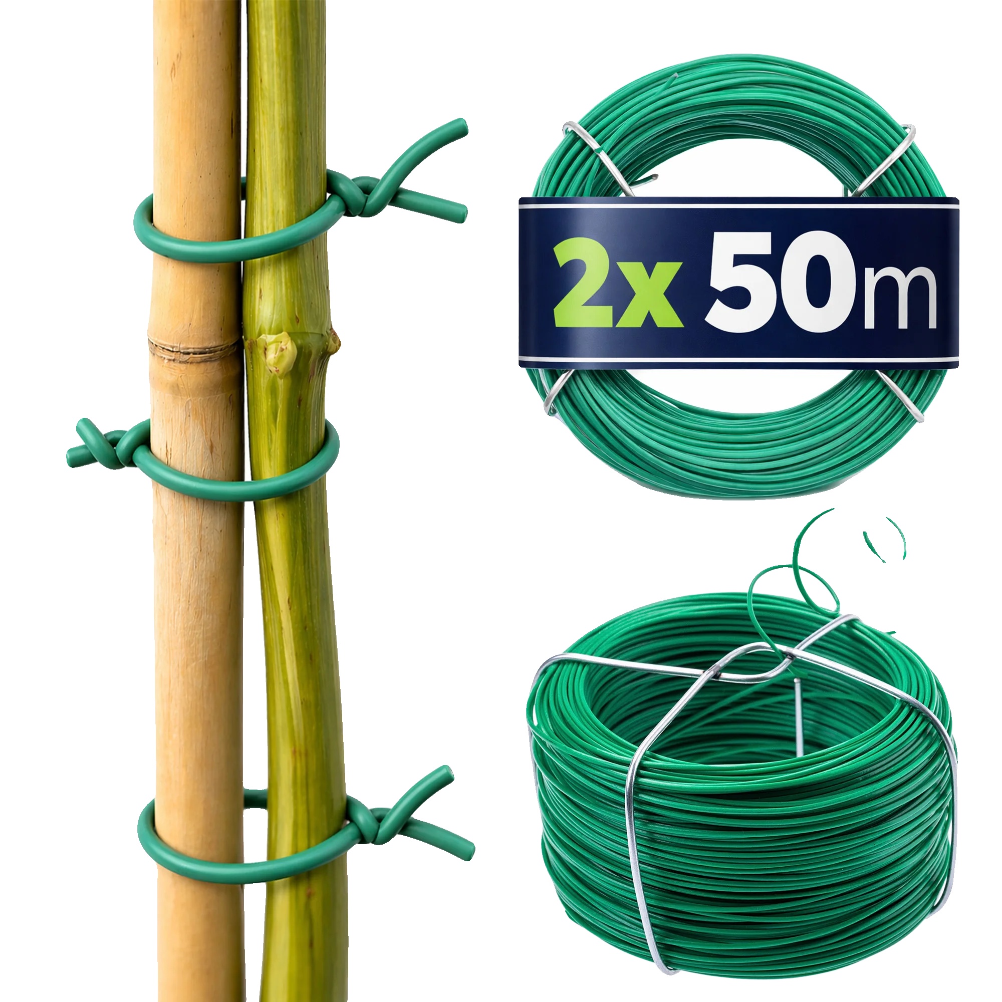 Garten Draht, Pvc-beschichtet, 50m Länge, Hellgrün