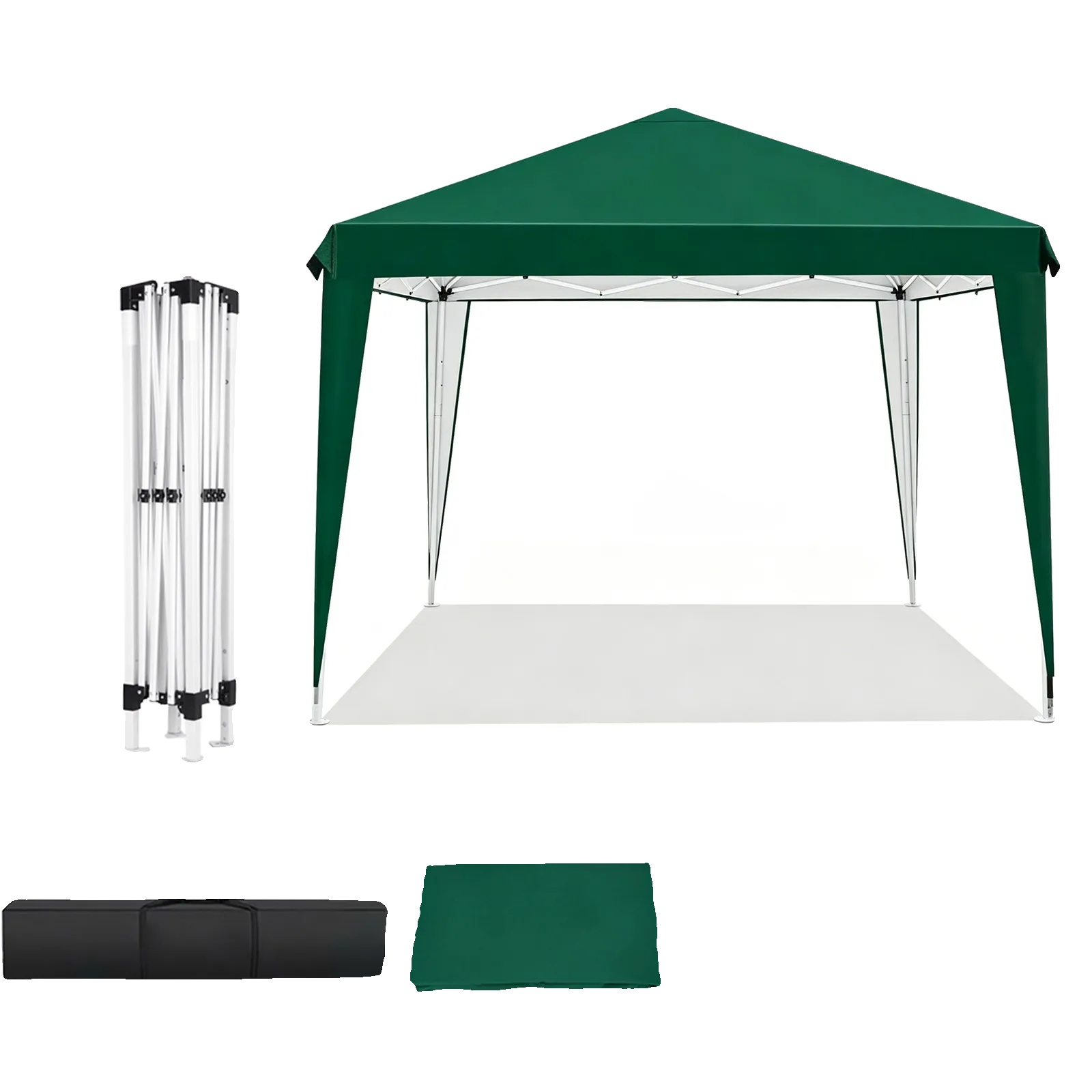 Pavillon, Höhenverstellbar, Uv-schutzbeschichtetes Dach, Grün-3x3meter