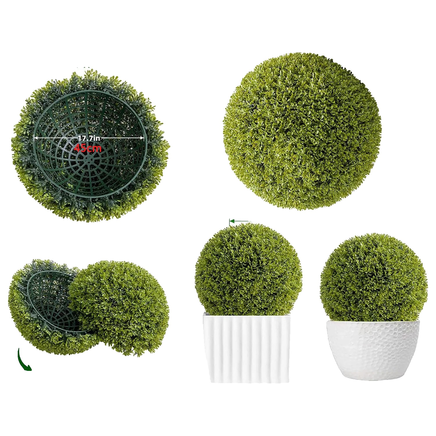 Künstliche Pflanzen-topiary-kugel, Langlebiges Material, Einfache Installation, 2stk 55cm