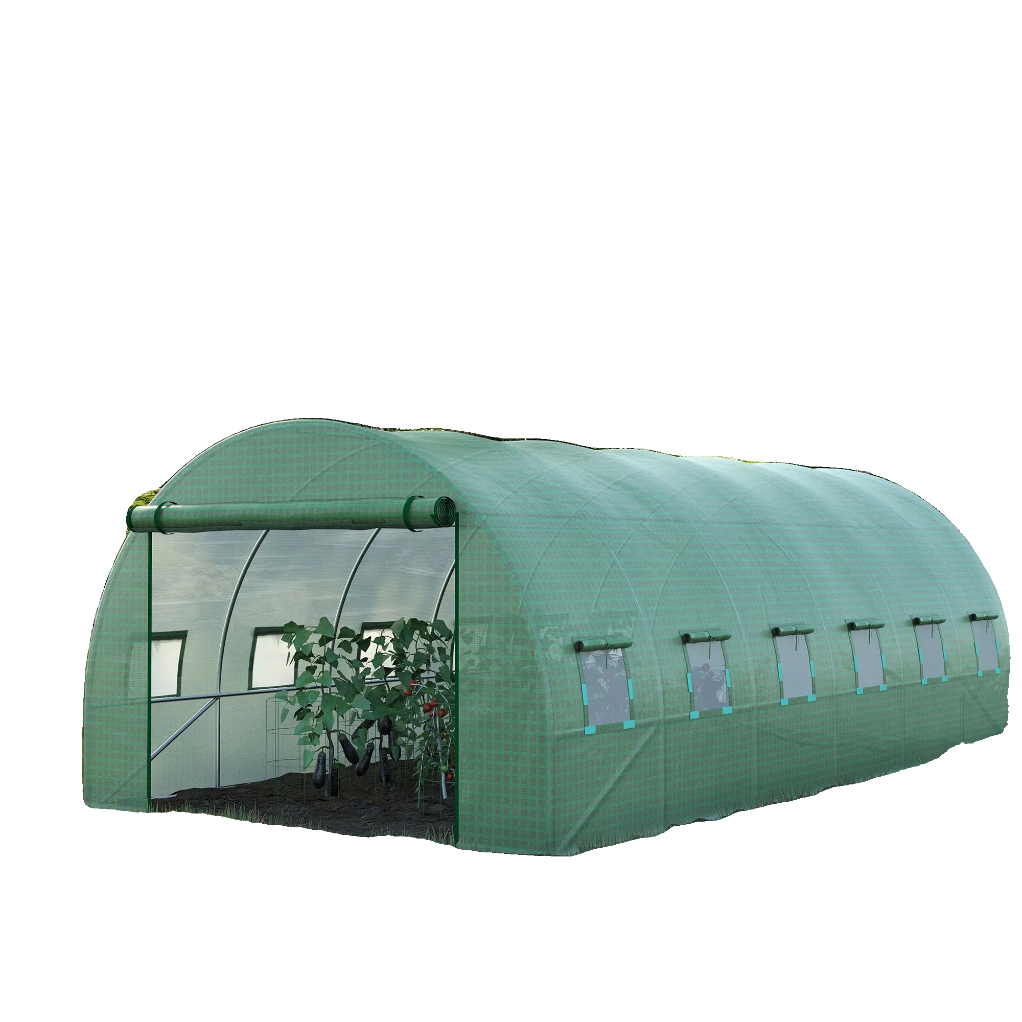 Planen Für Gewächshaus, Oxford-stoff Material, 6 M X 3 M X 2 M Abmessungen, 18 M² Abdeckfläche, 12 Fenster, Reißverschluss-rolltor