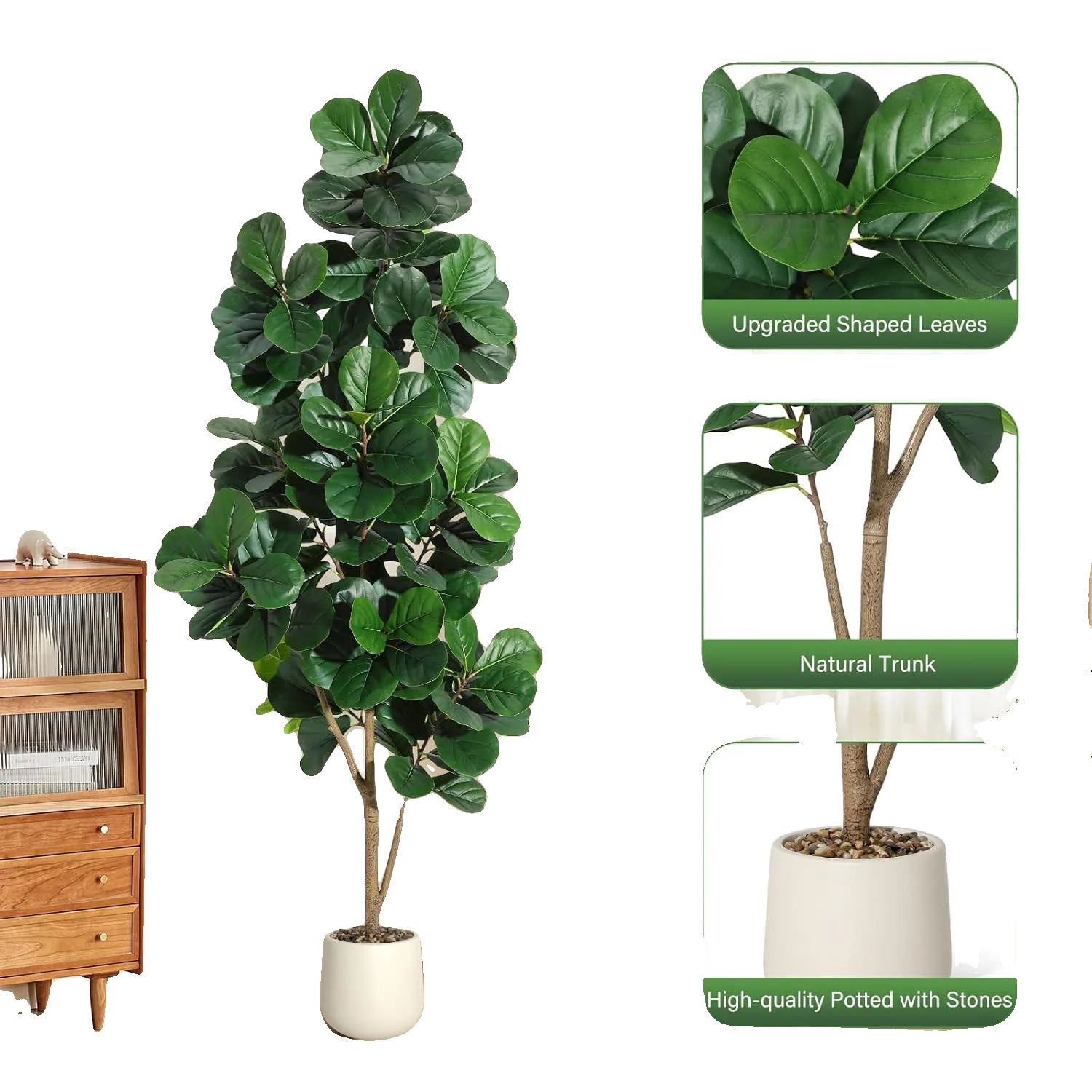 Künstlicher Geigenfeigenbaum, Lebensechtes Design, Vielseitige Dekoration, 210cm