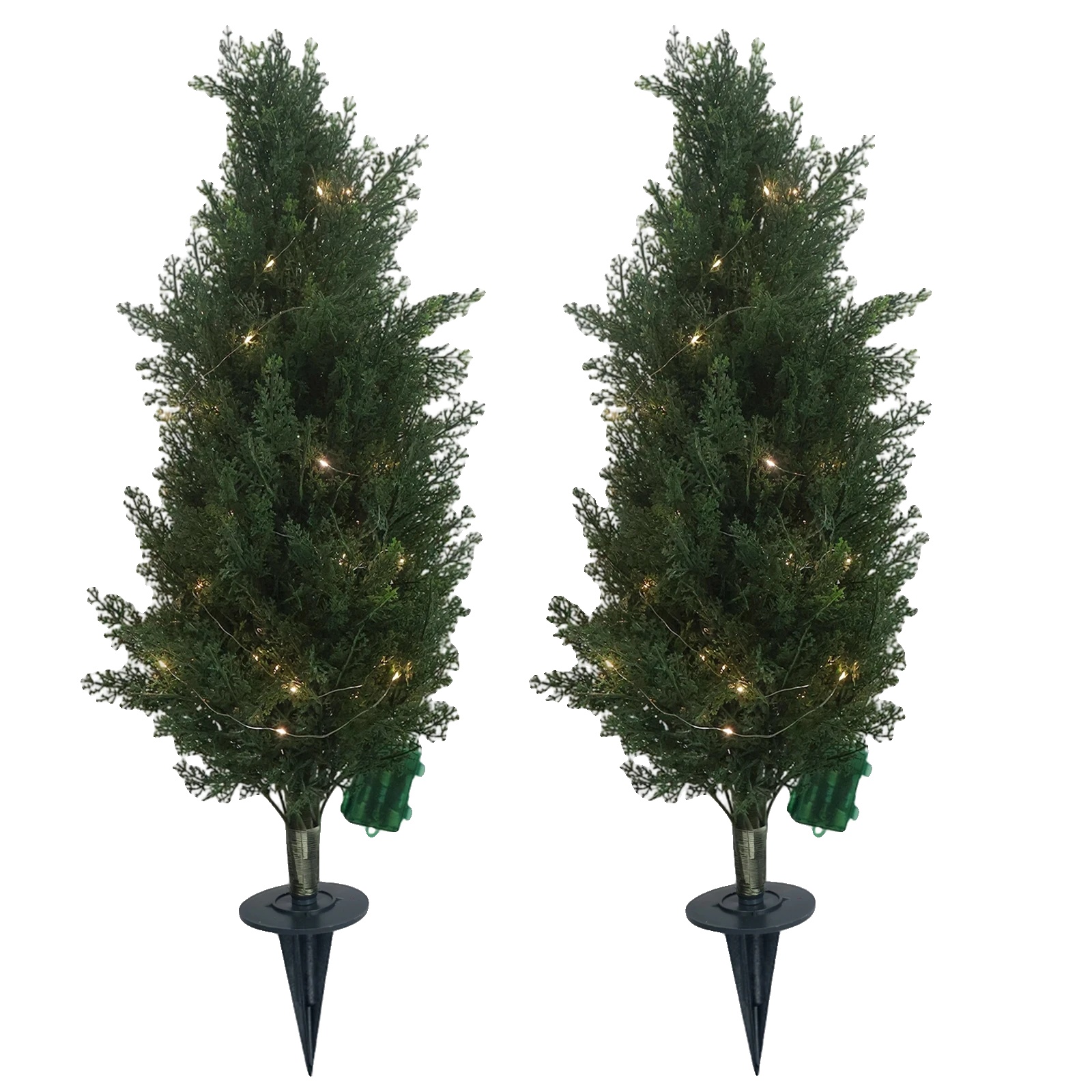 Künstliche Zypressen, Lebensechtes Design, Integrierte Led-beleuchtung, Grün 70cm
