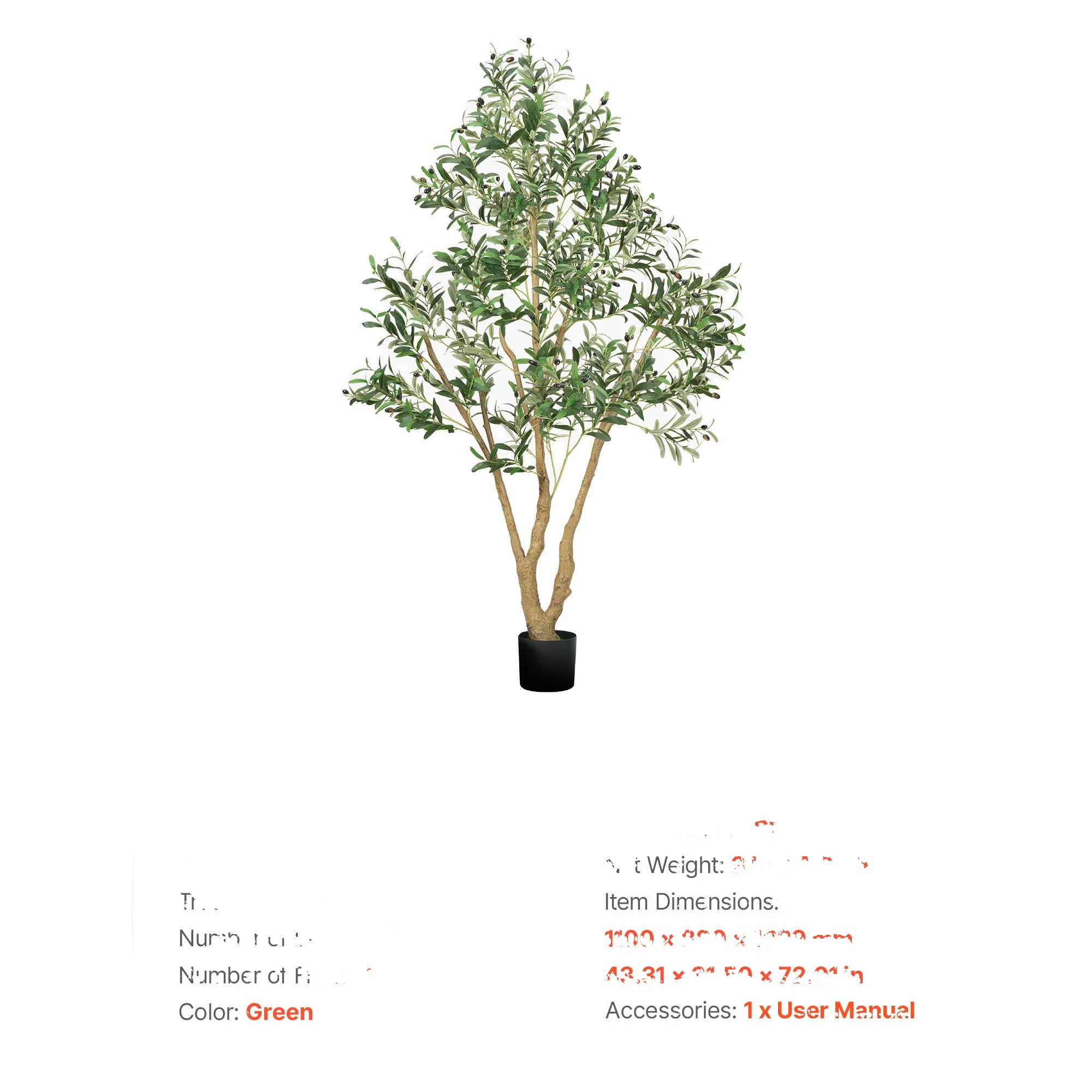 Künstlicher Baum, Realistisches Design, Anpassbare Äste, 6ft Olivenbaum