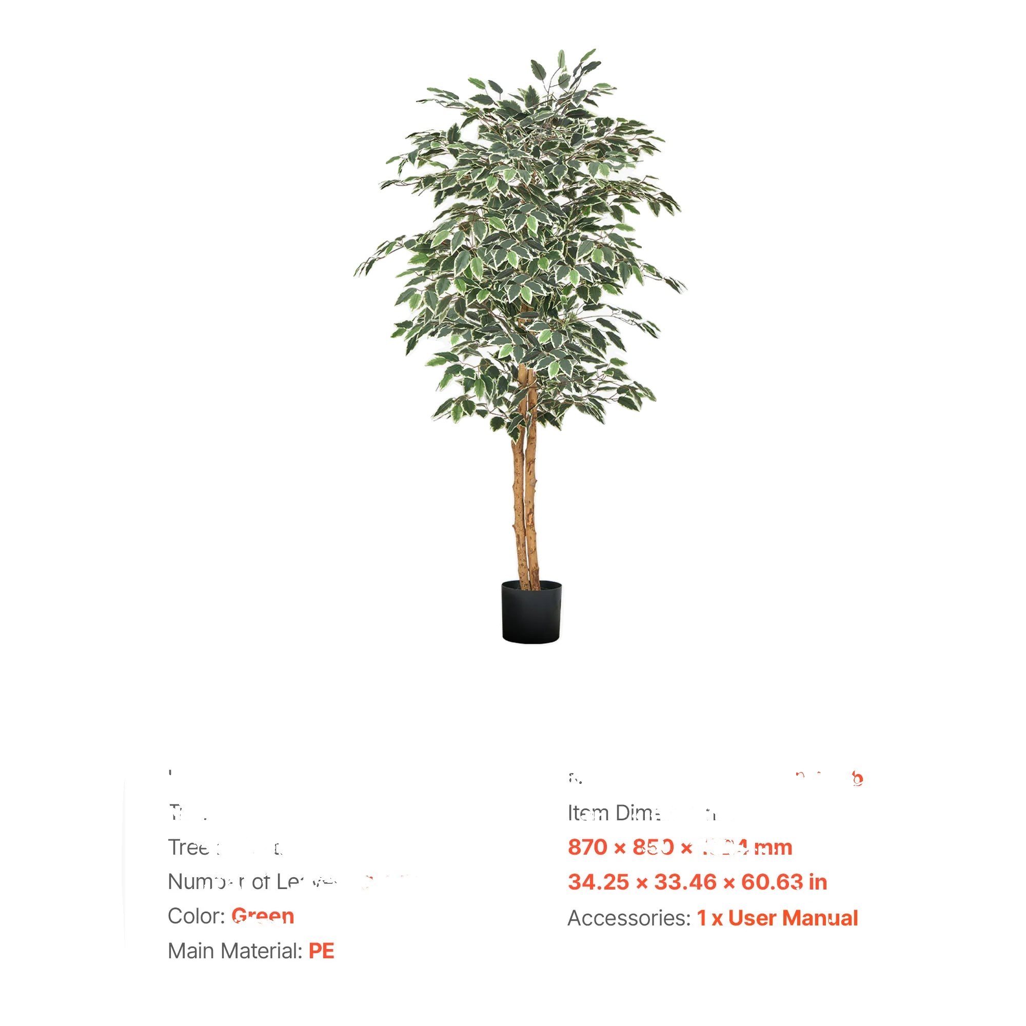 Künstlicher Baum, Realistisches Design, Anpassbare Äste, 5ft Ficusbaum