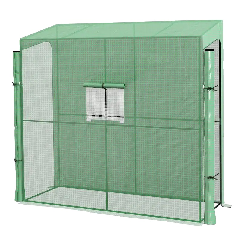 Garten Gewächshaus, Wandmontiertes Design, Rolltore, Armeegrün