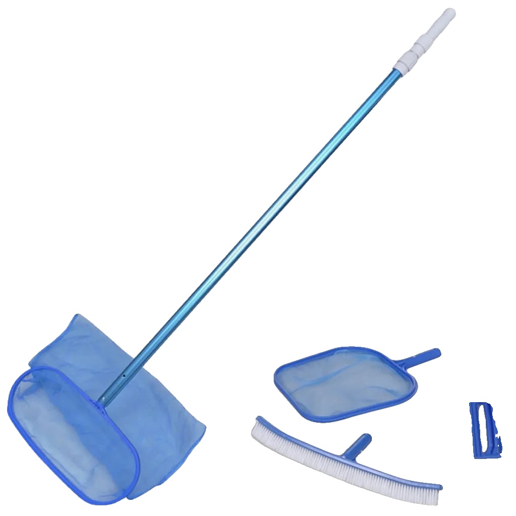 Poolpflege-set, Teleskopstange, Reinigungsbürste, Armeegrün