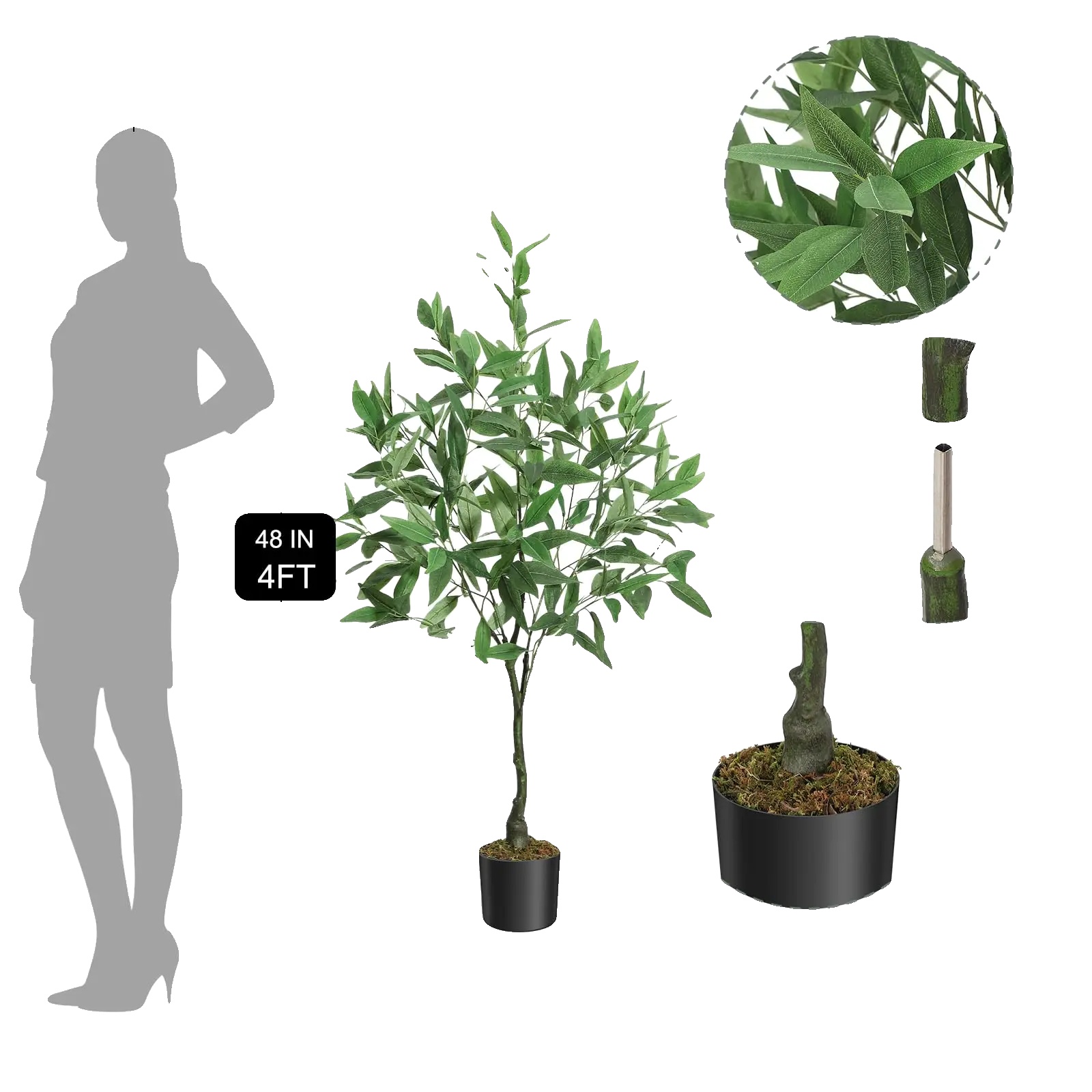 Künstlicher Eukalyptusbaum, Realistische Seidenblätter, Innen- Und Außendekoration, 120cm