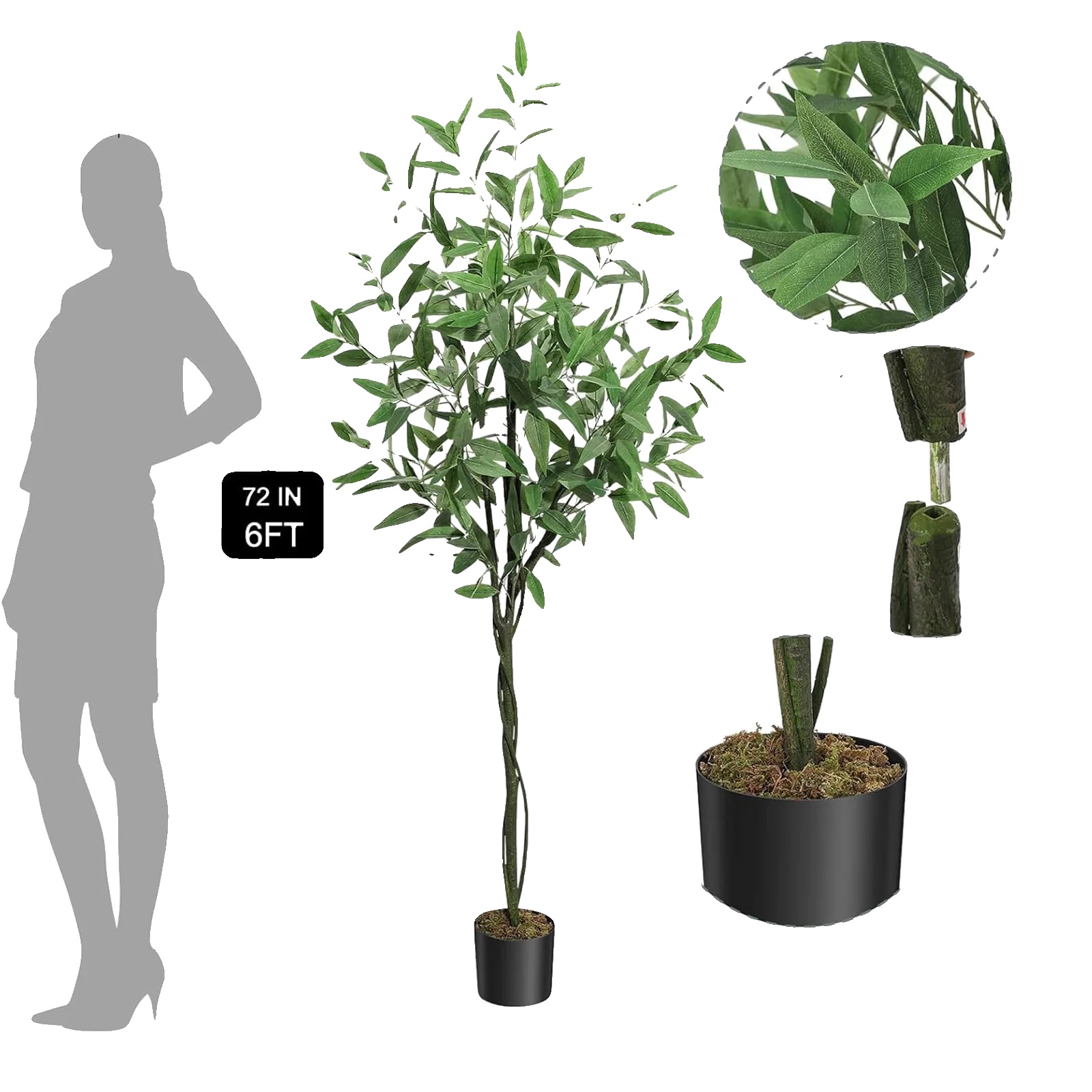 Künstlicher Eukalyptusbaum, Realistische Seidenblätter, Innen- Und Außendekoration, 180cm