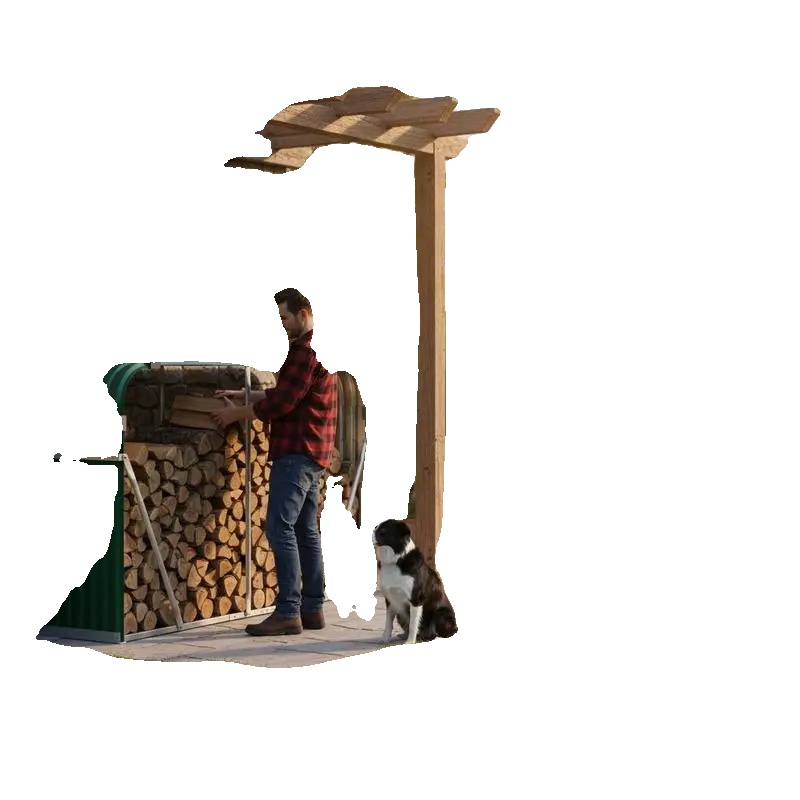 Brennholzregal, Verzinkter Stahl, Outdoor-brennholz-organizer, Grün