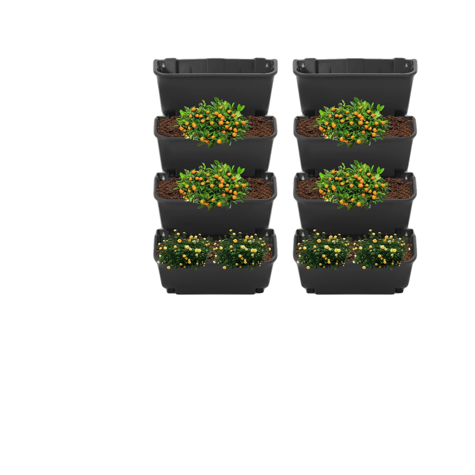 Vertikaler Gartenpflanzer, Langlebiges Pp, 30x15x15 Cm, Vielseitige Pflanzenkompatibilität, 16 Einzelne Pflanzer, Optimales Entwässerungssystem