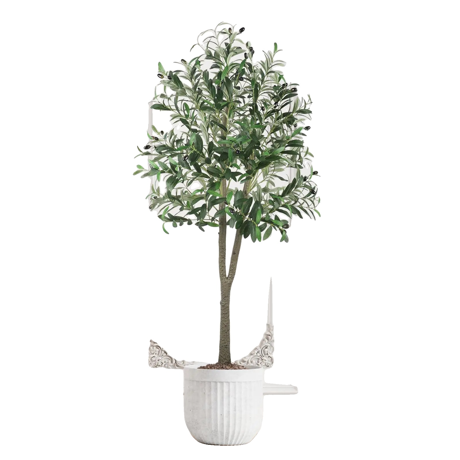 Künstlicher Olivenbaum, Höhe 150 Cm, Polyester-material, Für Den Innenbereich, Lebensechtes Design, Stabiler Zementfuß