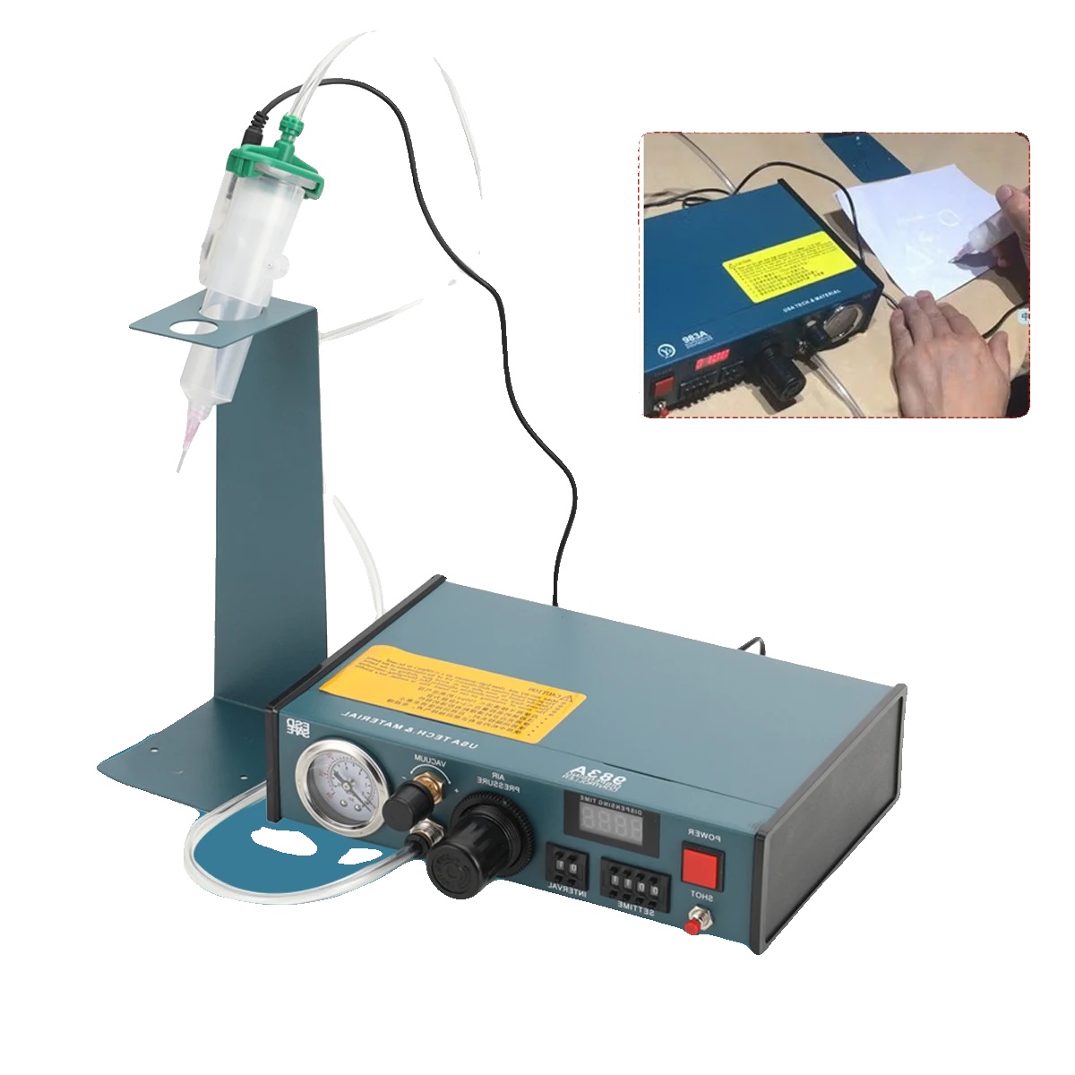 Auto Kleberdispenser, Eingangs Spannung: 220 V / 50 Hz, Abmessungen: 235 × 225 × 63 Mm, Minimales Dosier Volumen: 0.0001 Ml, Automatische
