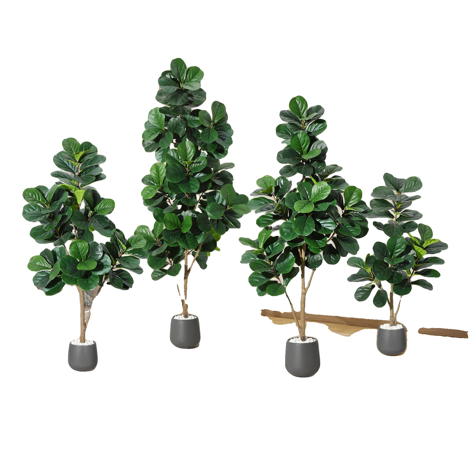 Künstlicher Geigenfeigenbaum, Ultra-realistisches Design, Wartungsfrei, Grün-c, 150cm