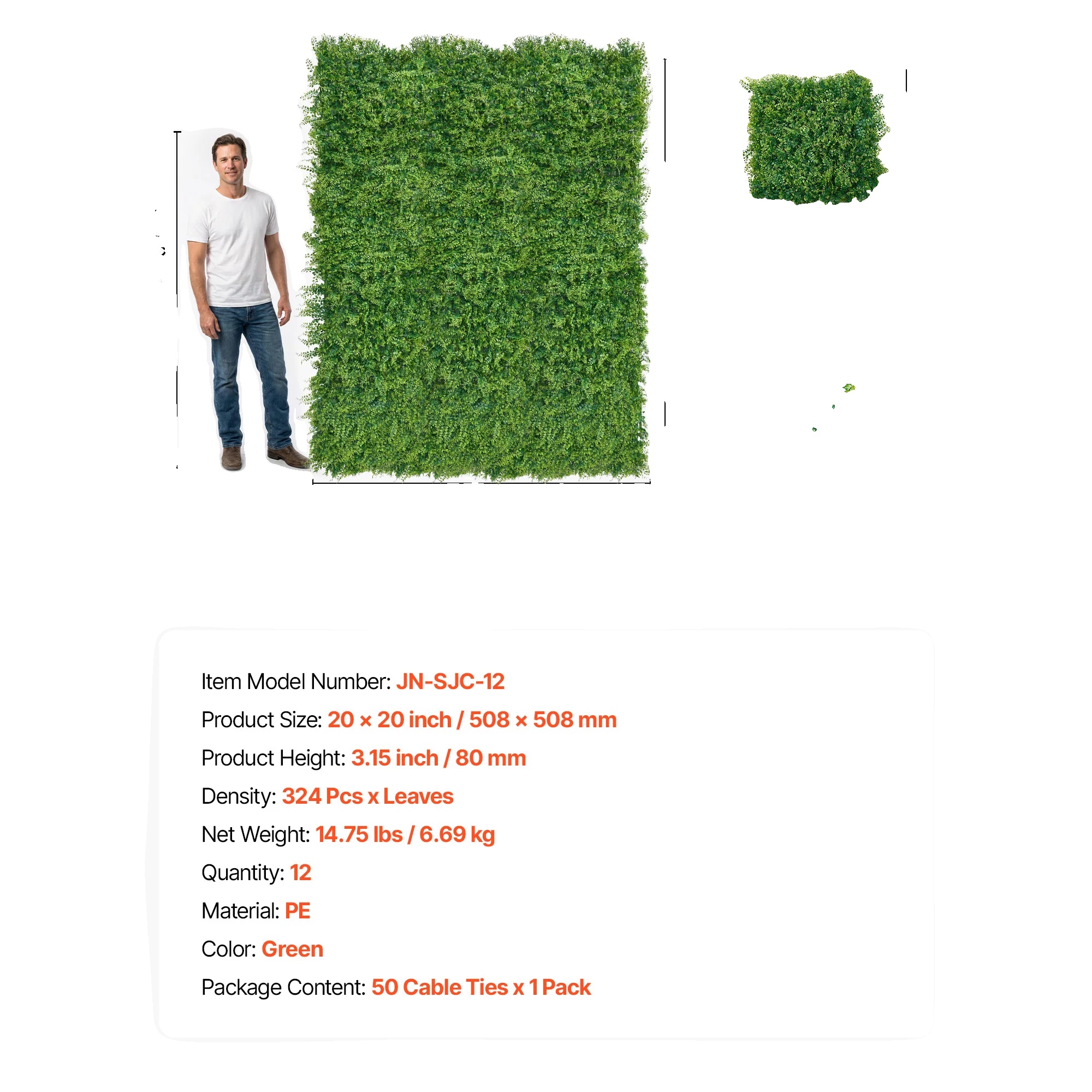 Blumenwandpaneel, Realistisches Design, Vielseitige Verwendung, 20x20in 12pcs Typa