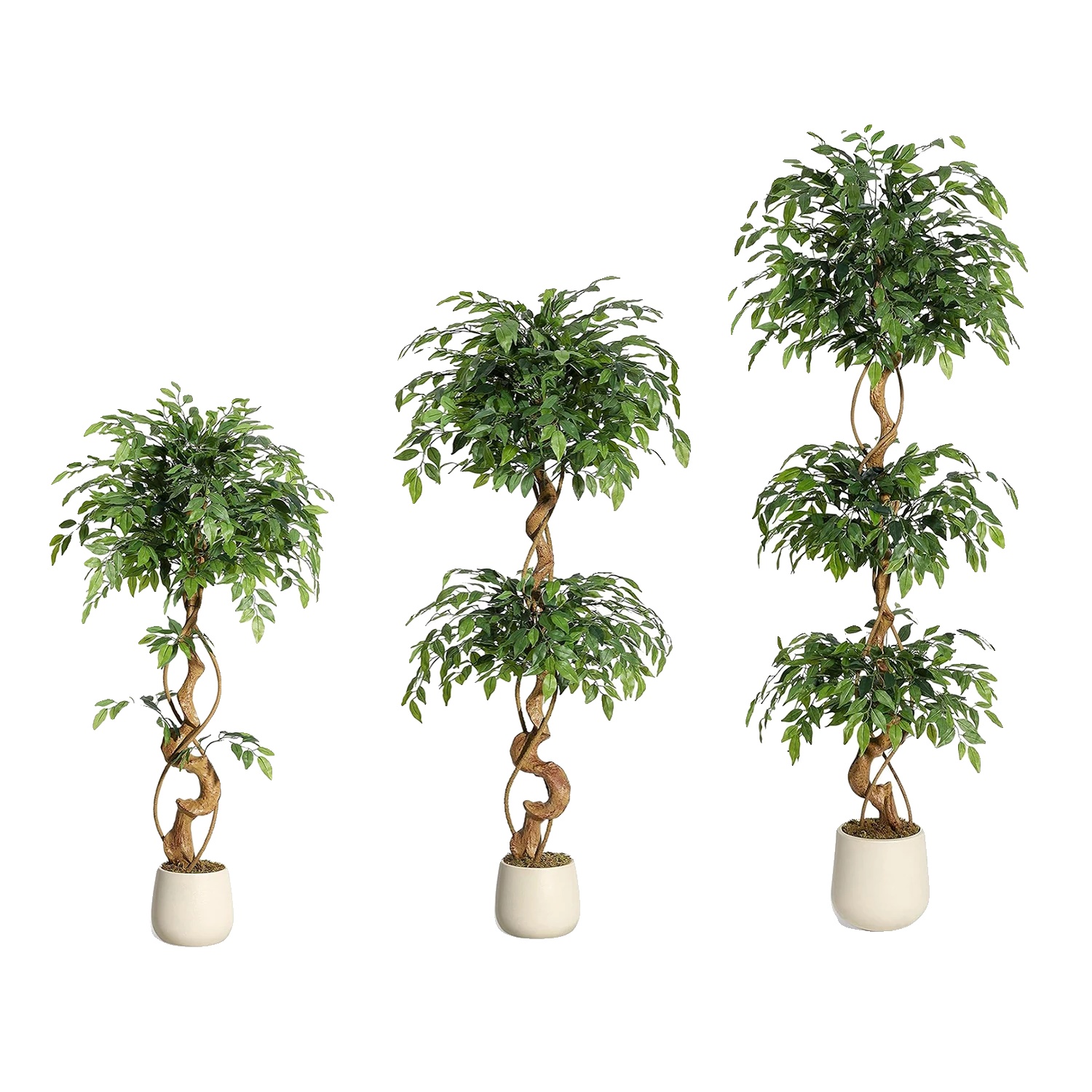 Künstlicher Ficusbaum, Realistische Kunstseidenpflanze, Dekoratives Zimmergrün, Grün, 120cm